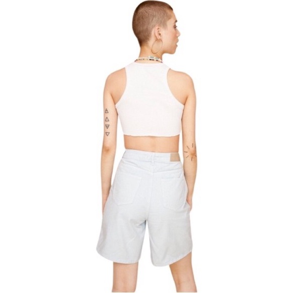 EUC Nasty Gal High Waisted Longline Denim Mom Shorts - Picture 3 of 12